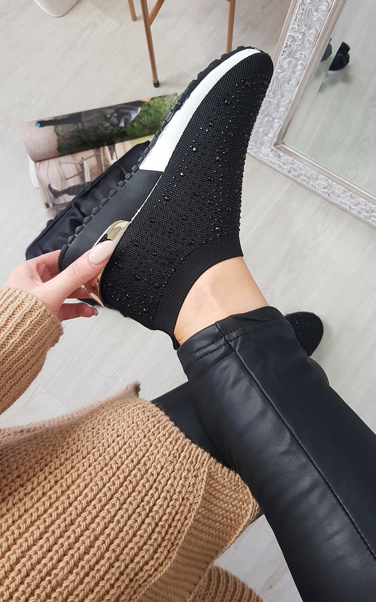 Pavla Diamante Slip On Sock Trainers Thumbnail