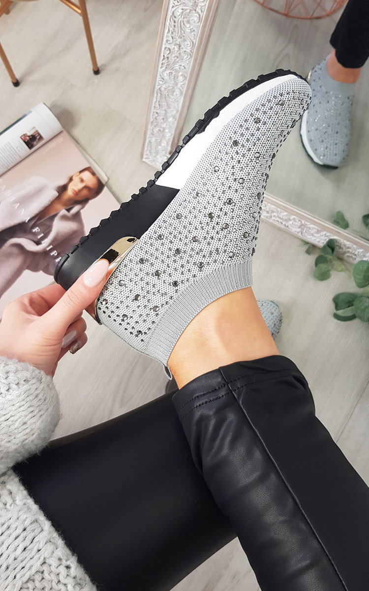 Pavla Diamante Slip On Sock Trainers