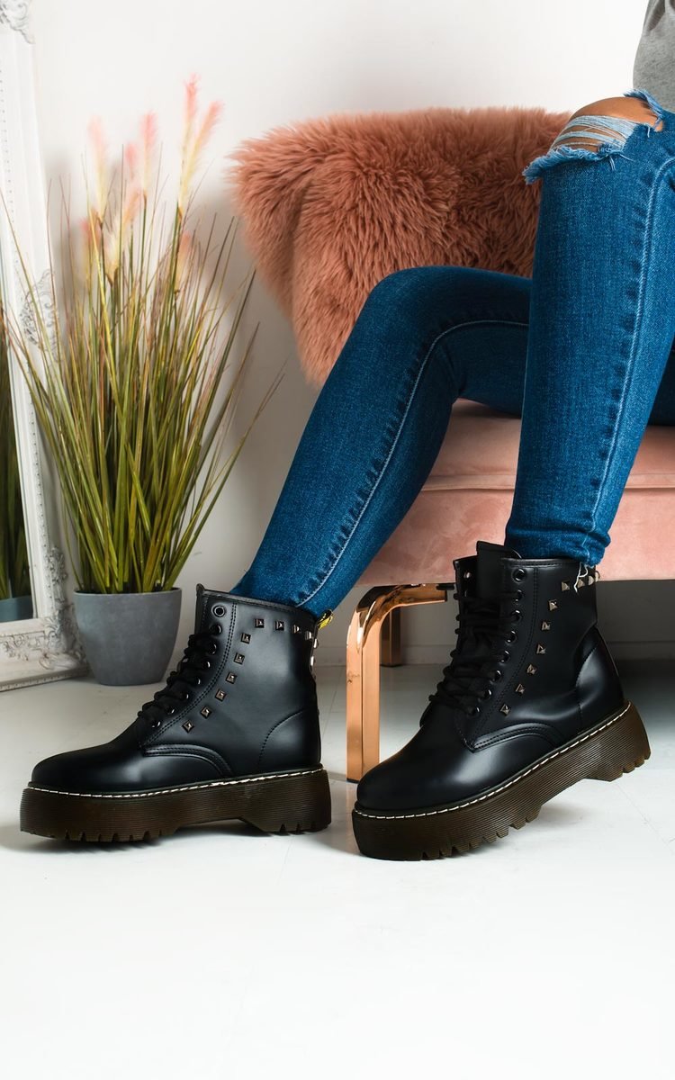 Perrie Chunky Biker Studded Boots Thumbnail Perrie Chunky Biker Studded Boots Thumbnail