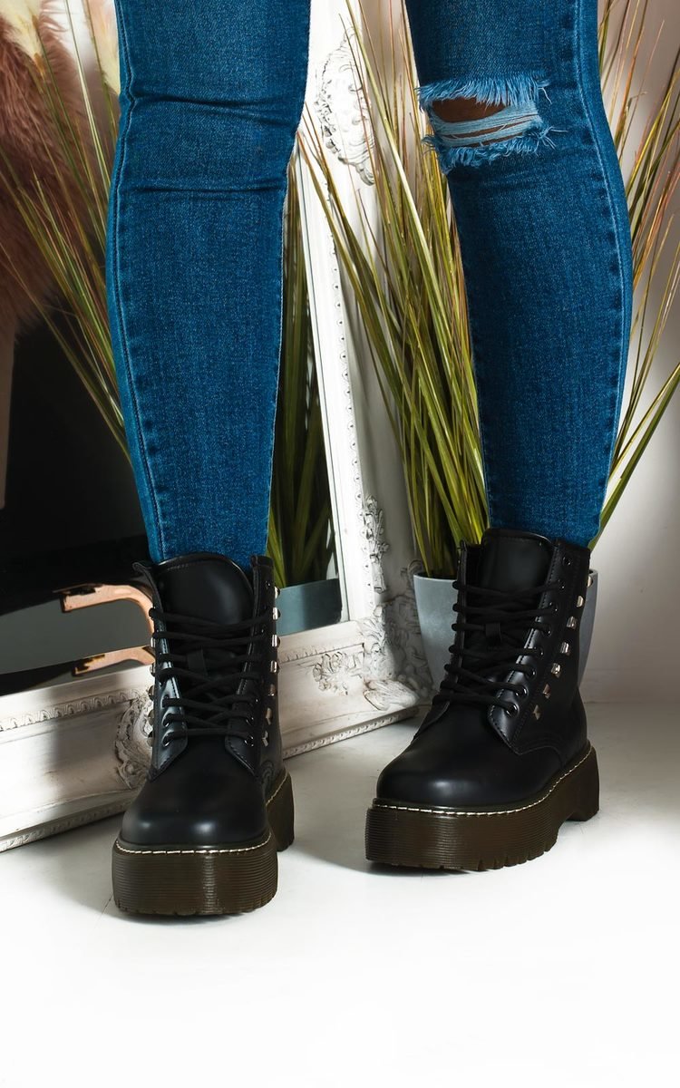 Perrie Chunky Biker Studded Boots Thumbnail Perrie Chunky Biker Studded Boots Thumbnail