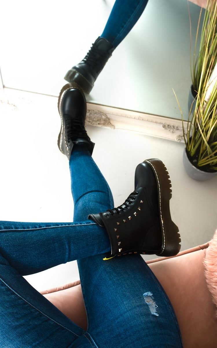 Perrie Chunky Biker Studded Boots Perrie Chunky Biker Studded Boots