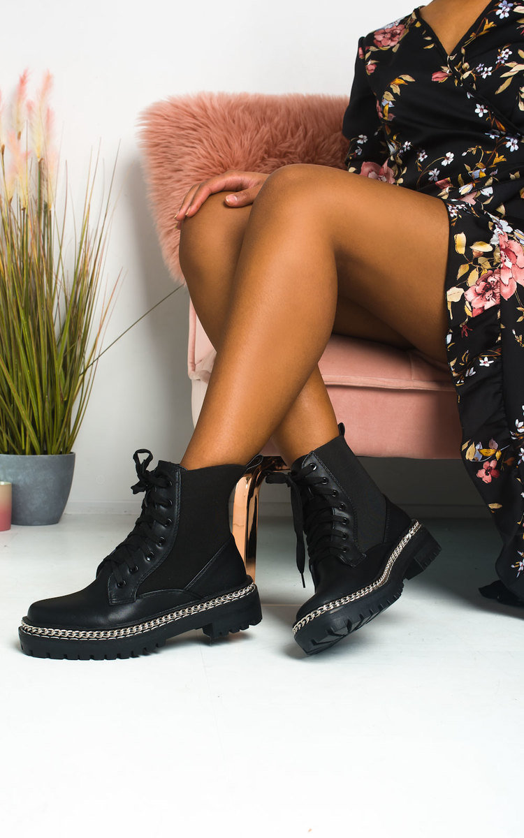 Perry Chain Detail Lace Up Ankle Boots Thumbnail