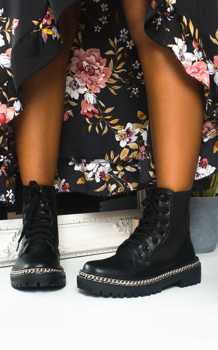 Perry Chain Detail Lace Up Ankle Boots Thumbnail Perry Chain Detail Lace Up Ankle Boots Thumbnail