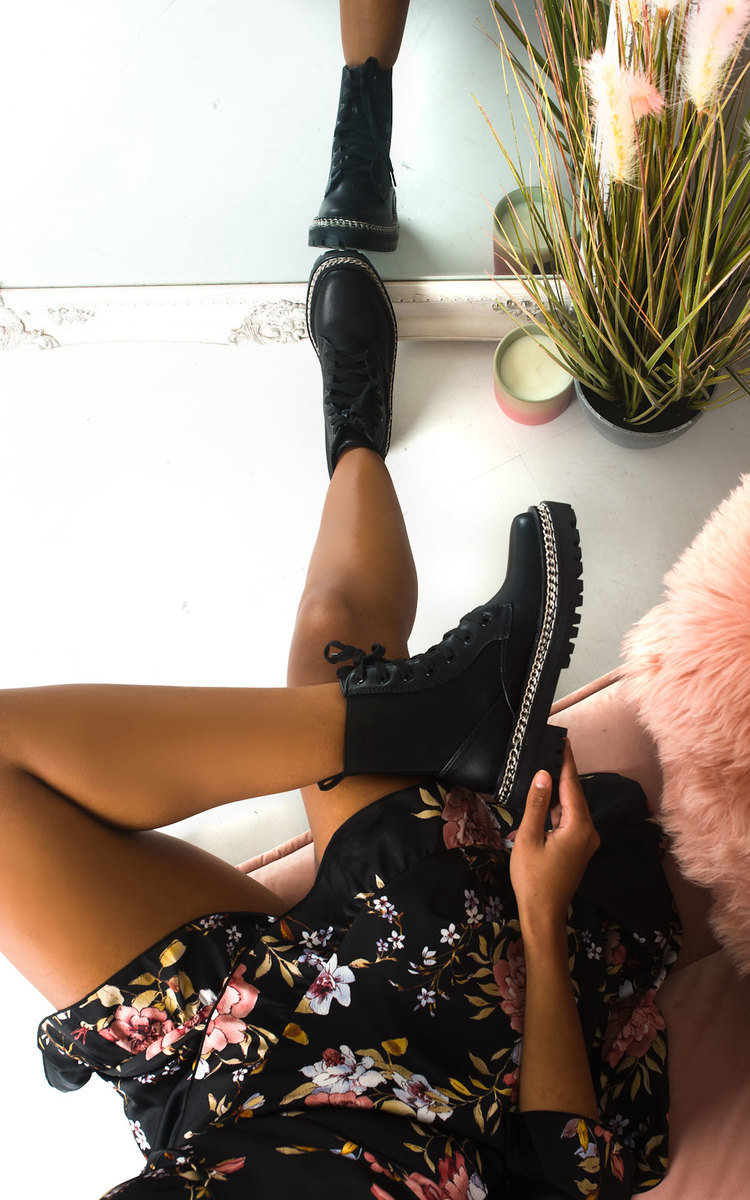 Perry Chain Detail Lace Up Ankle Boots Perry Chain Detail Lace Up Ankle Boots