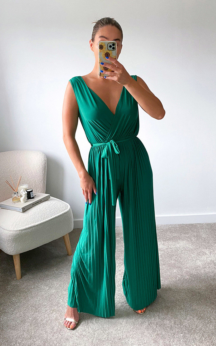 Petra Pleated Wide Leg Jumpsuit Thumbnail