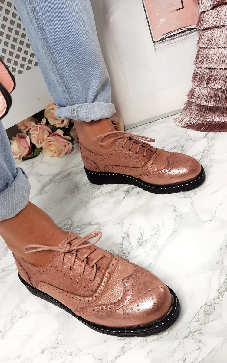 Polly Faux Suede Wedged Brogue Trainer Thumbnail Polly Faux Suede Wedged Brogue Trainer Thumbnail