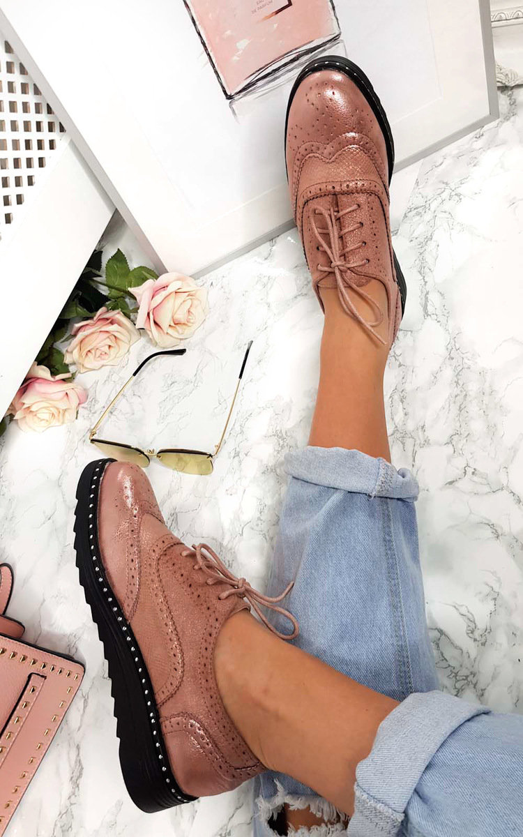 Polly Faux Suede Wedged Brogue Trainer Thumbnail Polly Faux Suede Wedged Brogue Trainer Thumbnail