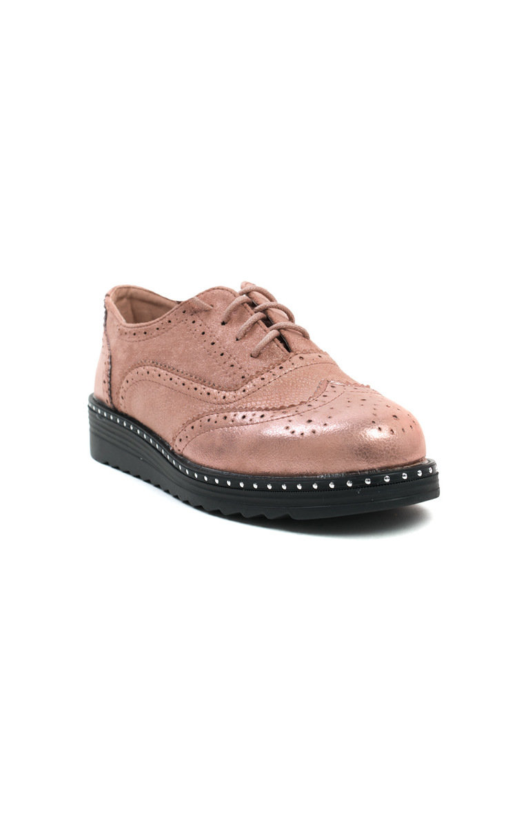 Polly Faux Suede Wedged Brogue Trainer  Thumbnail