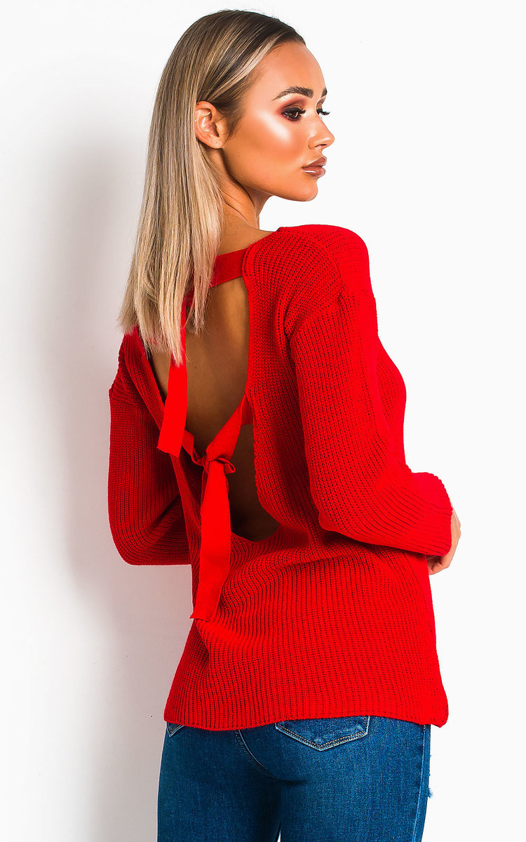 Polly Knitted Scoop Tie Back Jumper