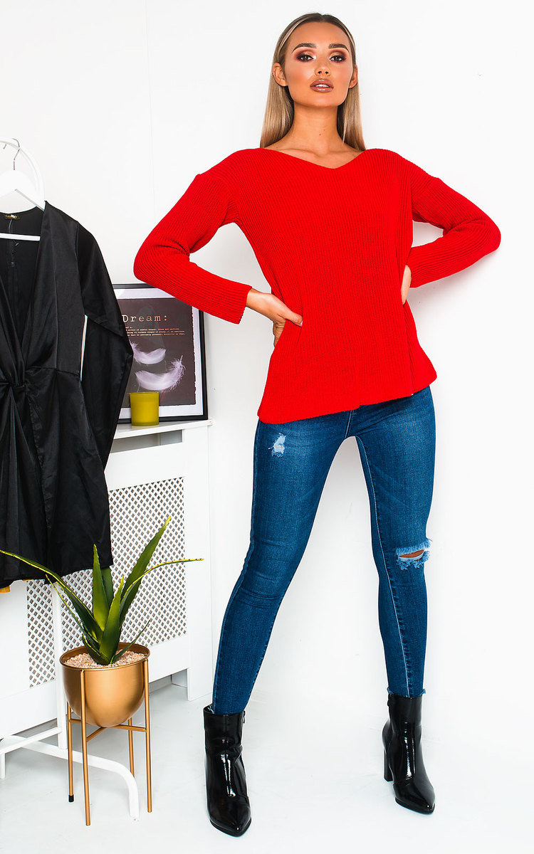 Polly Knitted Scoop Tie Back Jumper Thumbnail Polly Knitted Scoop Tie Back Jumper Thumbnail