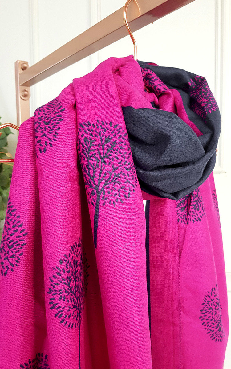 Poppy Two Tone Scarf with Print Design Thumbnail Poppy Two Tone Scarf with Print Design Thumbnail