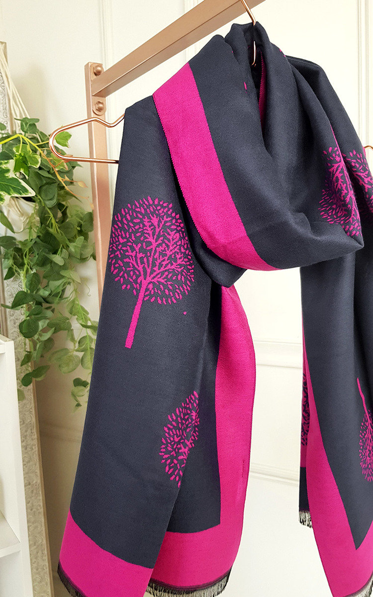 Poppy Two Tone Scarf with Print Design Thumbnail Poppy Two Tone Scarf with Print Design Thumbnail