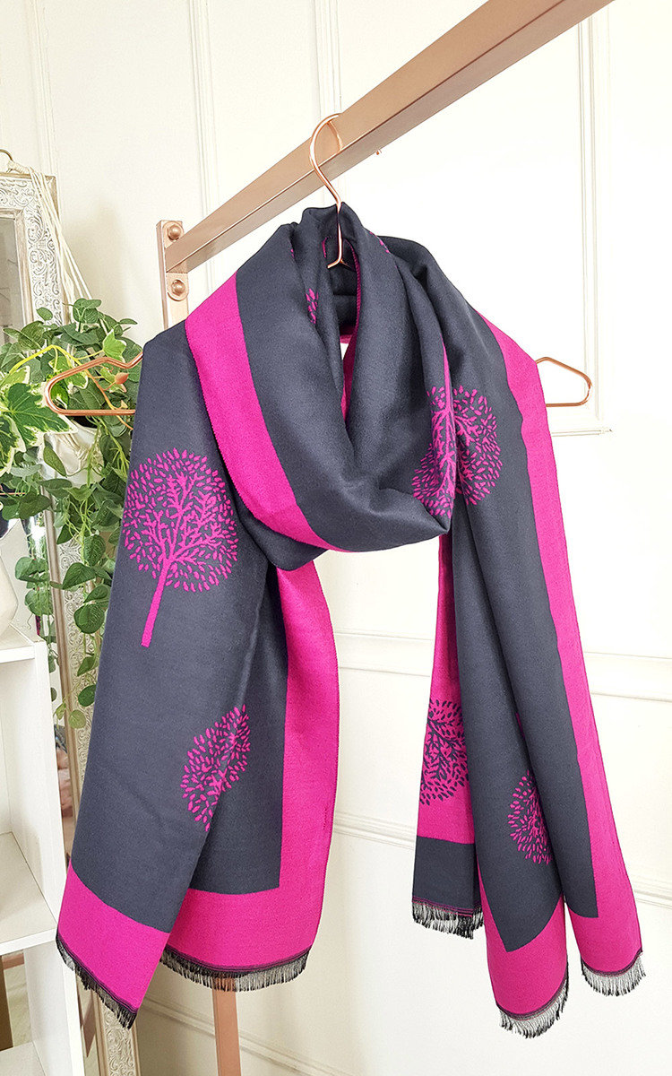 Poppy Two Tone Scarf with Print Design Poppy Two Tone Scarf with Print Design