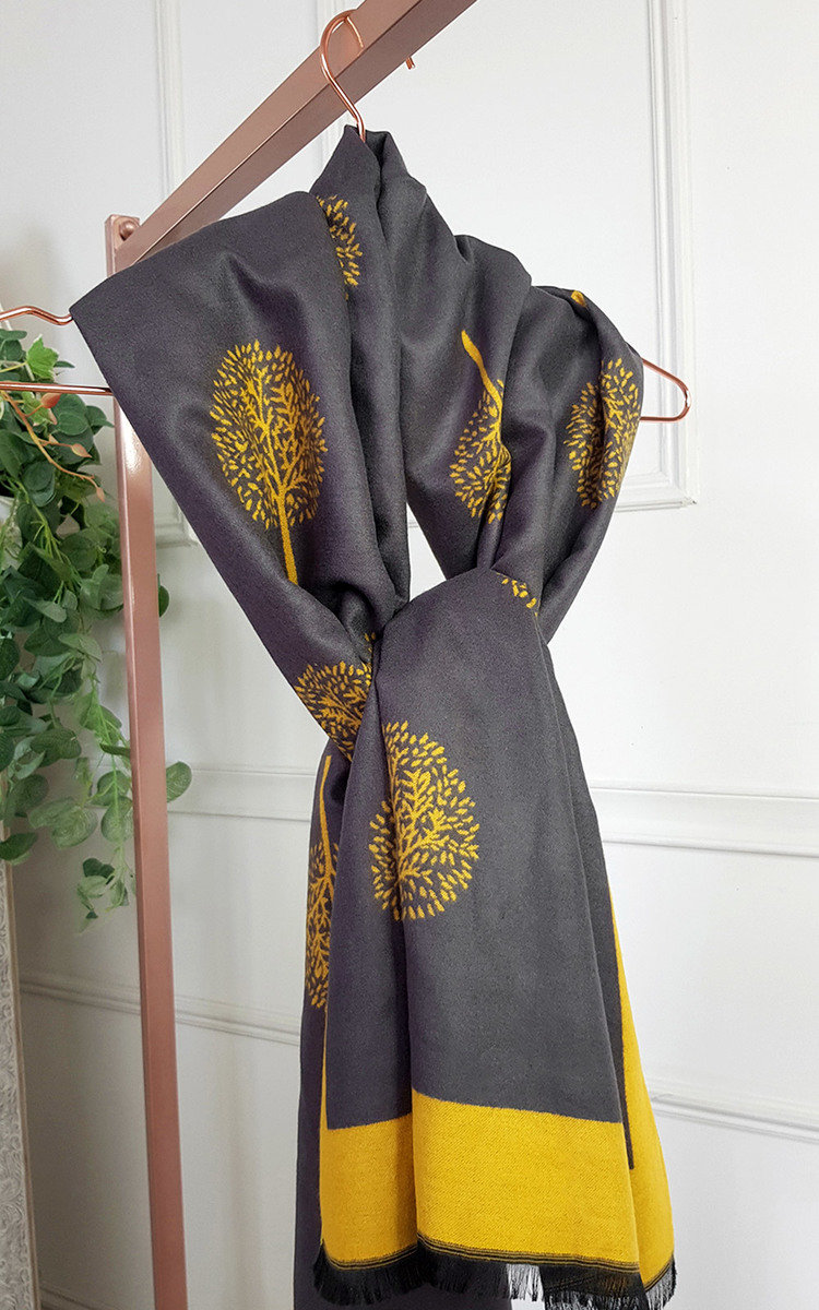 Poppy Two Tone Scarf with Print Design Poppy Two Tone Scarf with Print Design