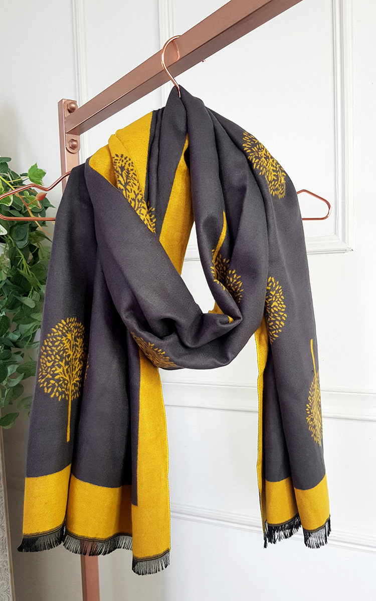 Poppy Two Tone Scarf with Print Design Thumbnail Poppy Two Tone Scarf with Print Design Thumbnail