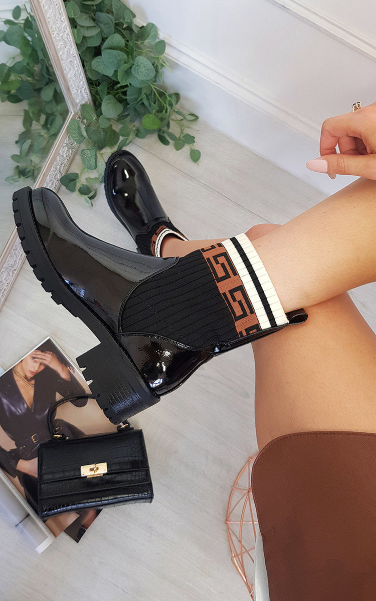 Portia Printed Patent Ankle Boots Thumbnail Portia Printed Patent Ankle Boots Thumbnail