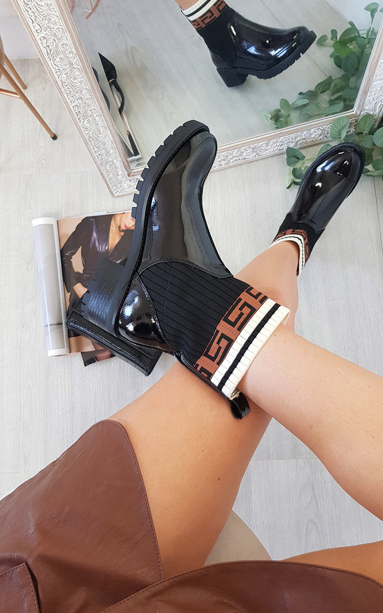 Portia Printed Patent Ankle Boots Portia Printed Patent Ankle Boots