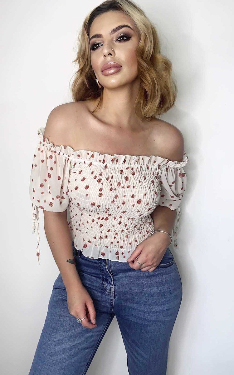 Posie Off Shoulder Floral Crop Top Thumbnail