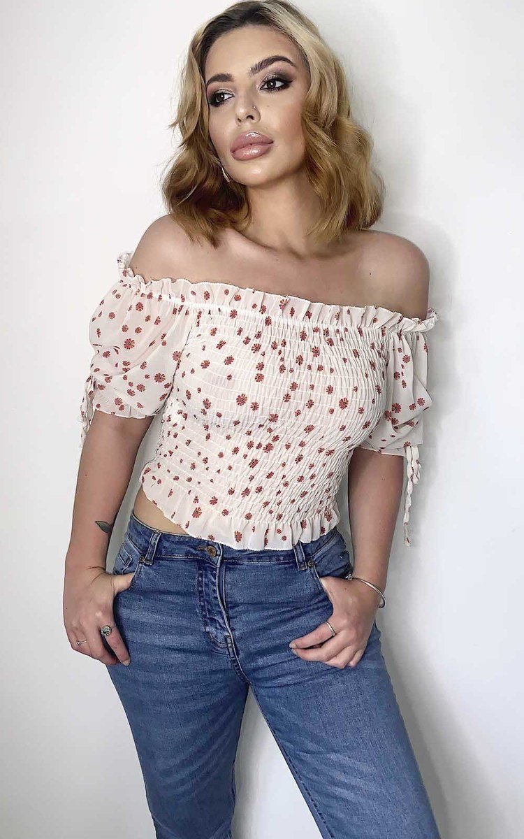 Posie Off Shoulder Floral Crop Top Thumbnail Posie Off Shoulder Floral Crop Top Thumbnail