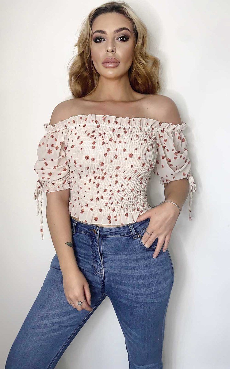 Posie Off Shoulder Floral Crop Top Thumbnail Posie Off Shoulder Floral Crop Top Thumbnail