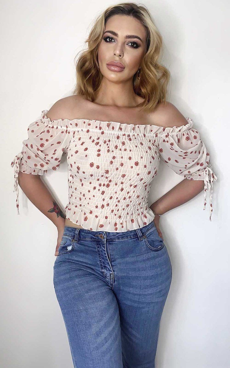 Posie Off Shoulder Floral Crop Top Thumbnail