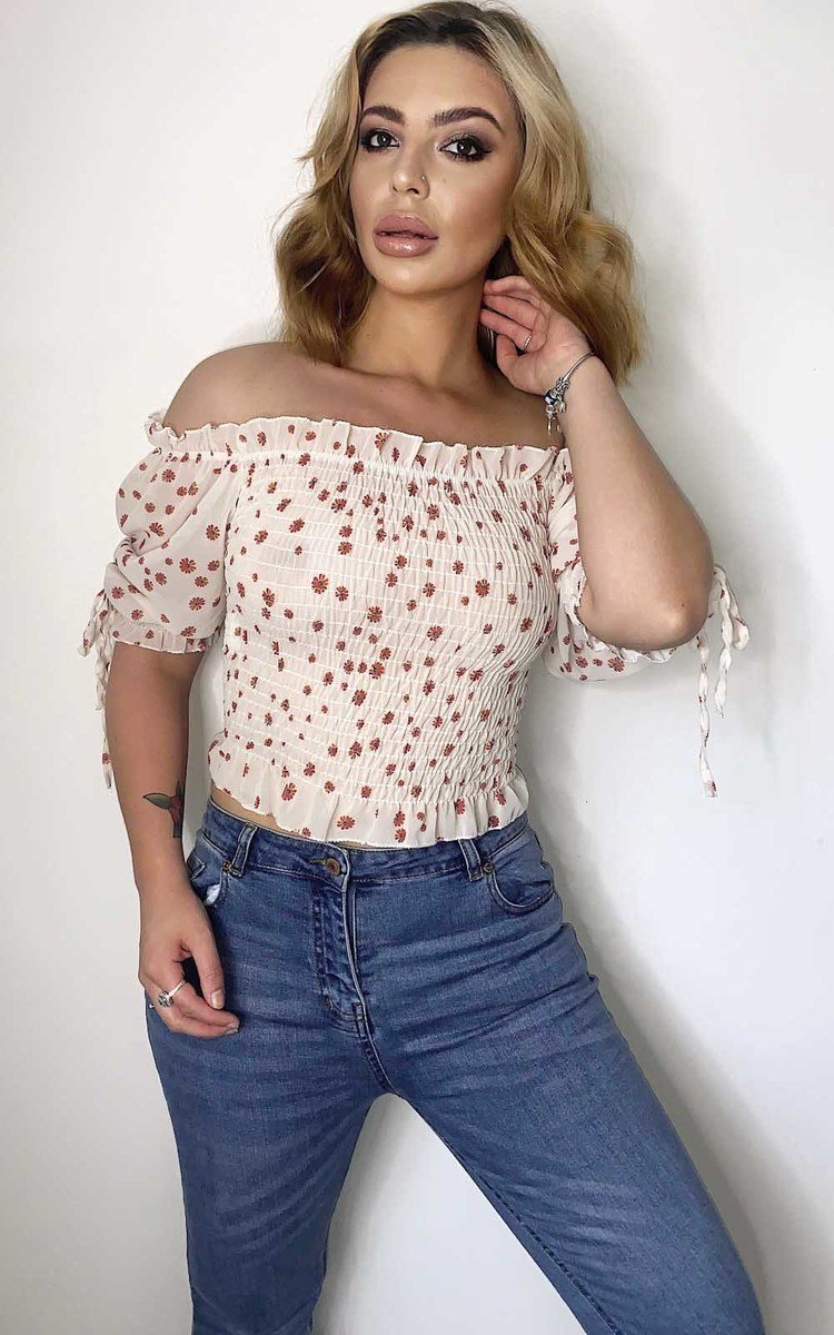 Posie Off Shoulder Floral Crop Top Thumbnail