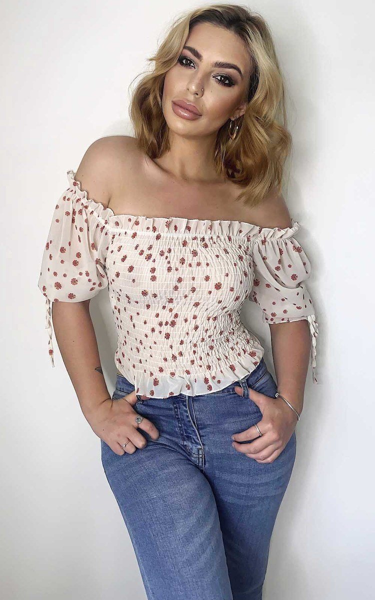 Posie Off Shoulder Floral Crop Top