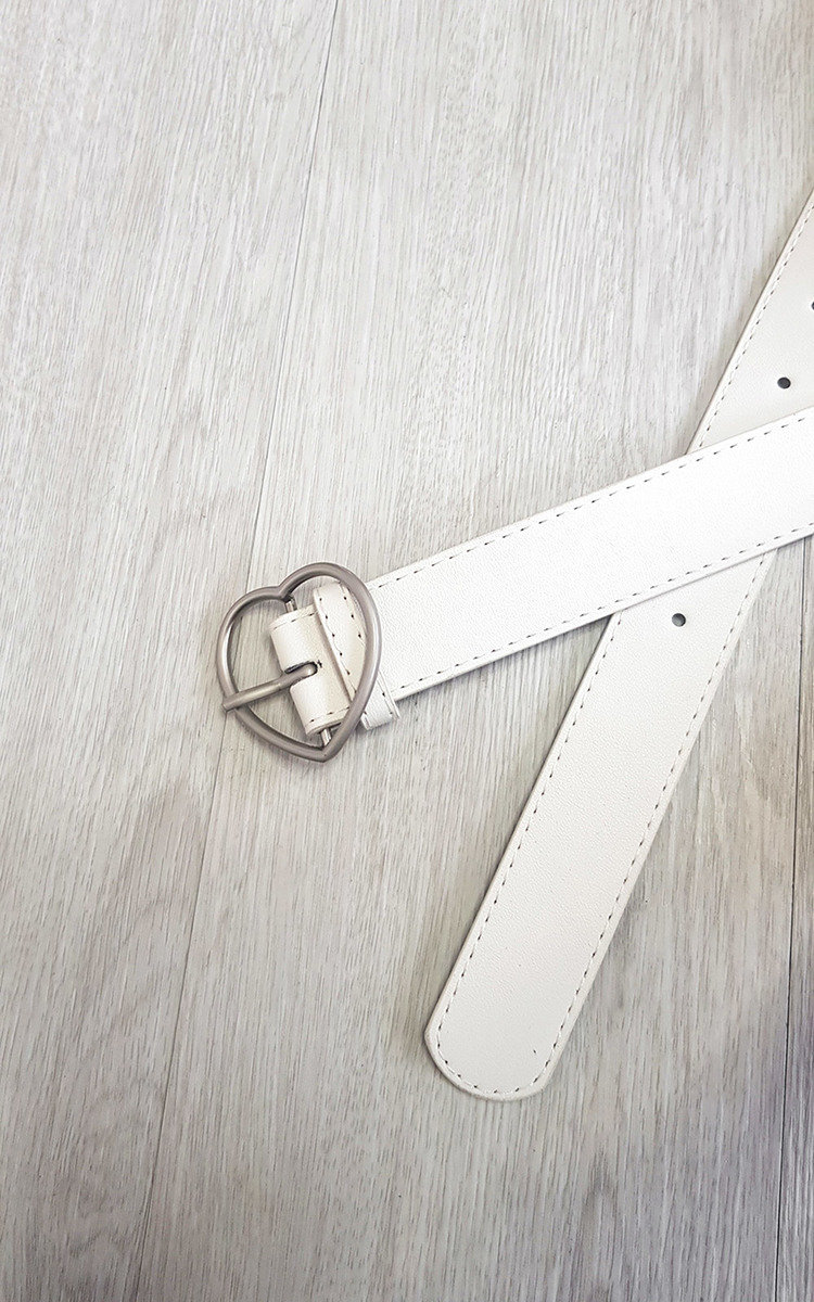 Rachel Faux Leather Belt with Heart Detail Thumbnail