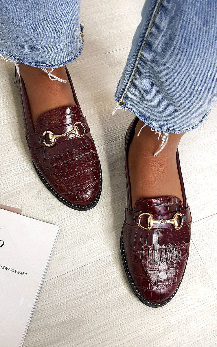 Radley Faux Leather Loafer Flats in Maroon ikrush