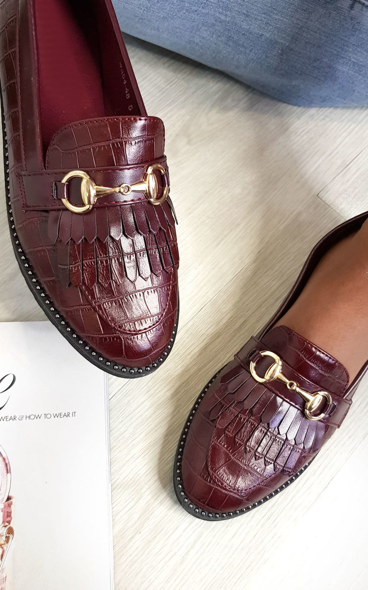Radley Faux Leather Loafer Flats in Maroon ikrush