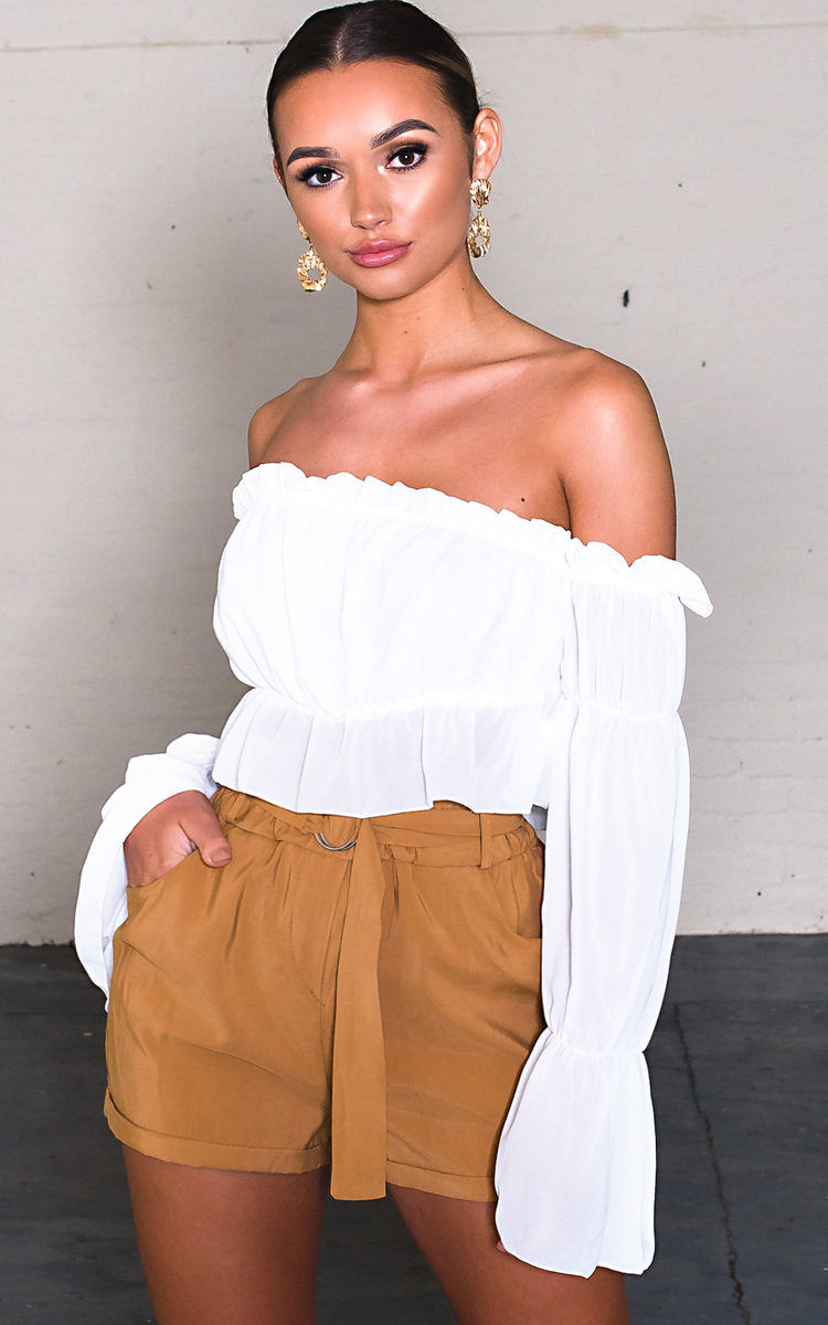Raine Off Shoulder Frill Crop Top Thumbnail Raine Off Shoulder Frill Crop Top Thumbnail