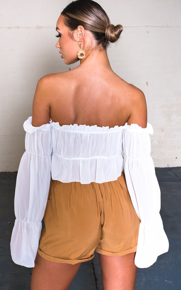 Raine Off Shoulder Frill Crop Top Thumbnail