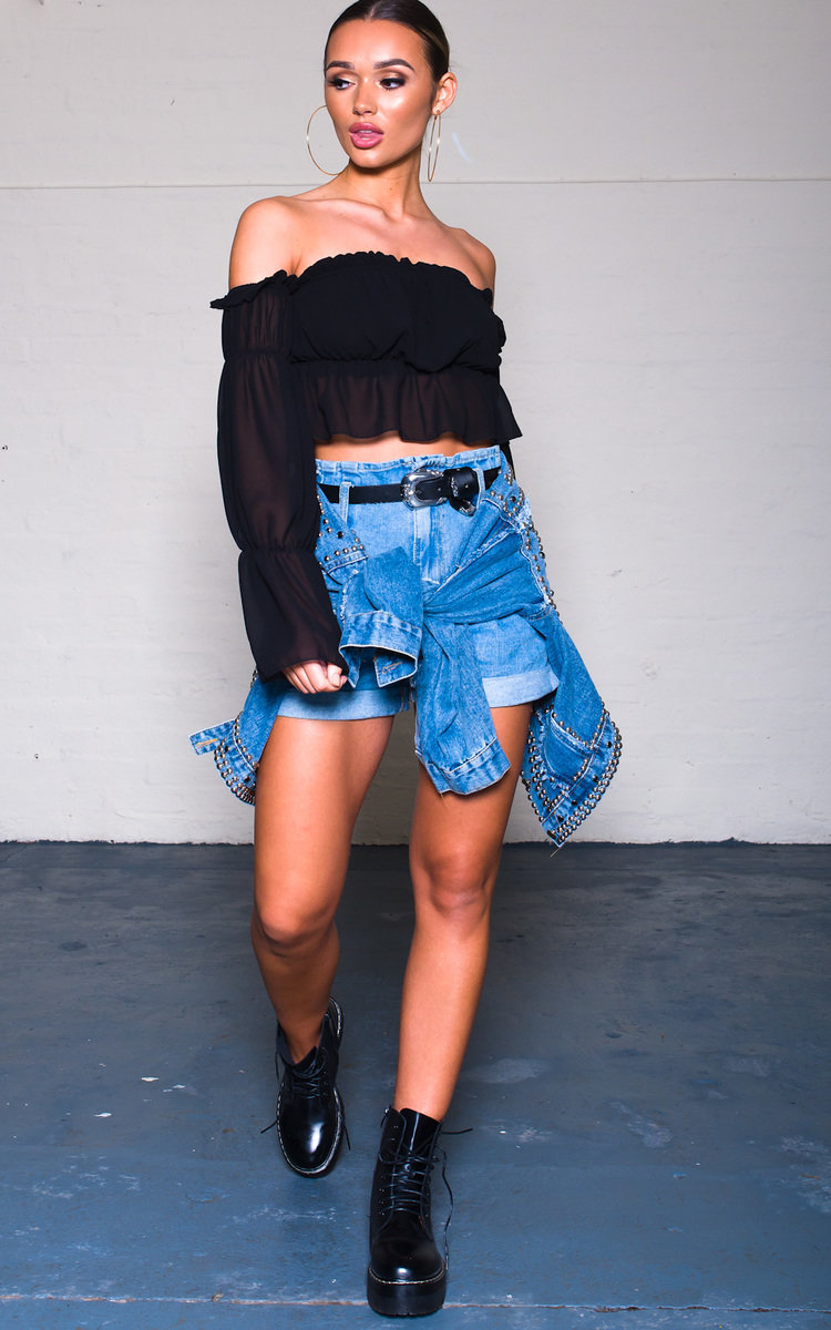 Raine Off Shoulder Frill Crop Top Thumbnail Raine Off Shoulder Frill Crop Top Thumbnail