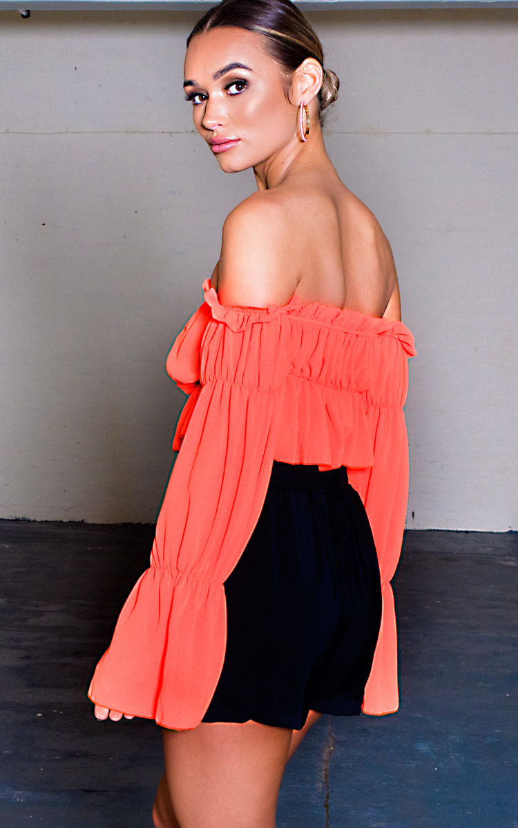 Raine Off Shoulder Frill Crop Top Thumbnail Raine Off Shoulder Frill Crop Top Thumbnail