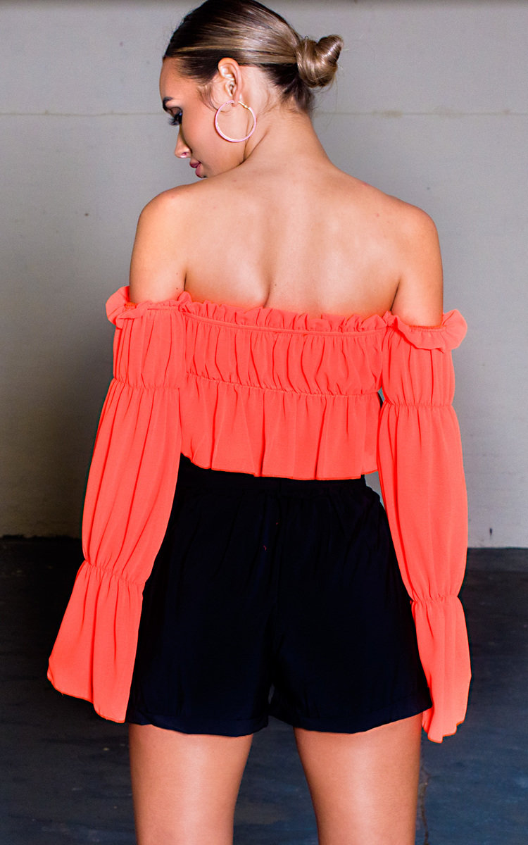 Raine Off Shoulder Frill Crop Top Thumbnail