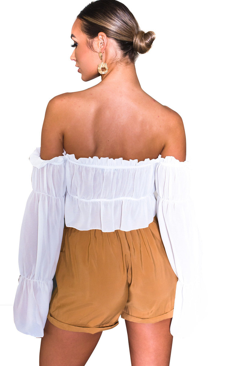 Raine Off Shoulder Frill Crop Top Thumbnail