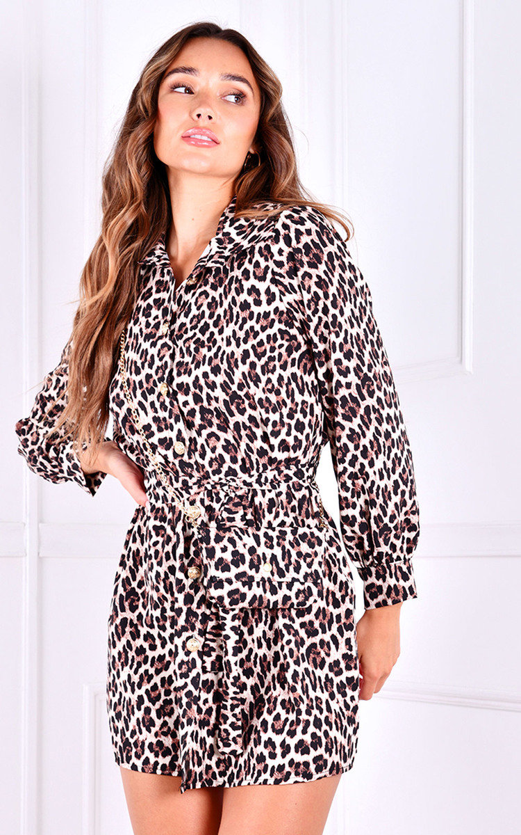 Ramla Tie Waist Long Sleeve Printed Shirt Dress