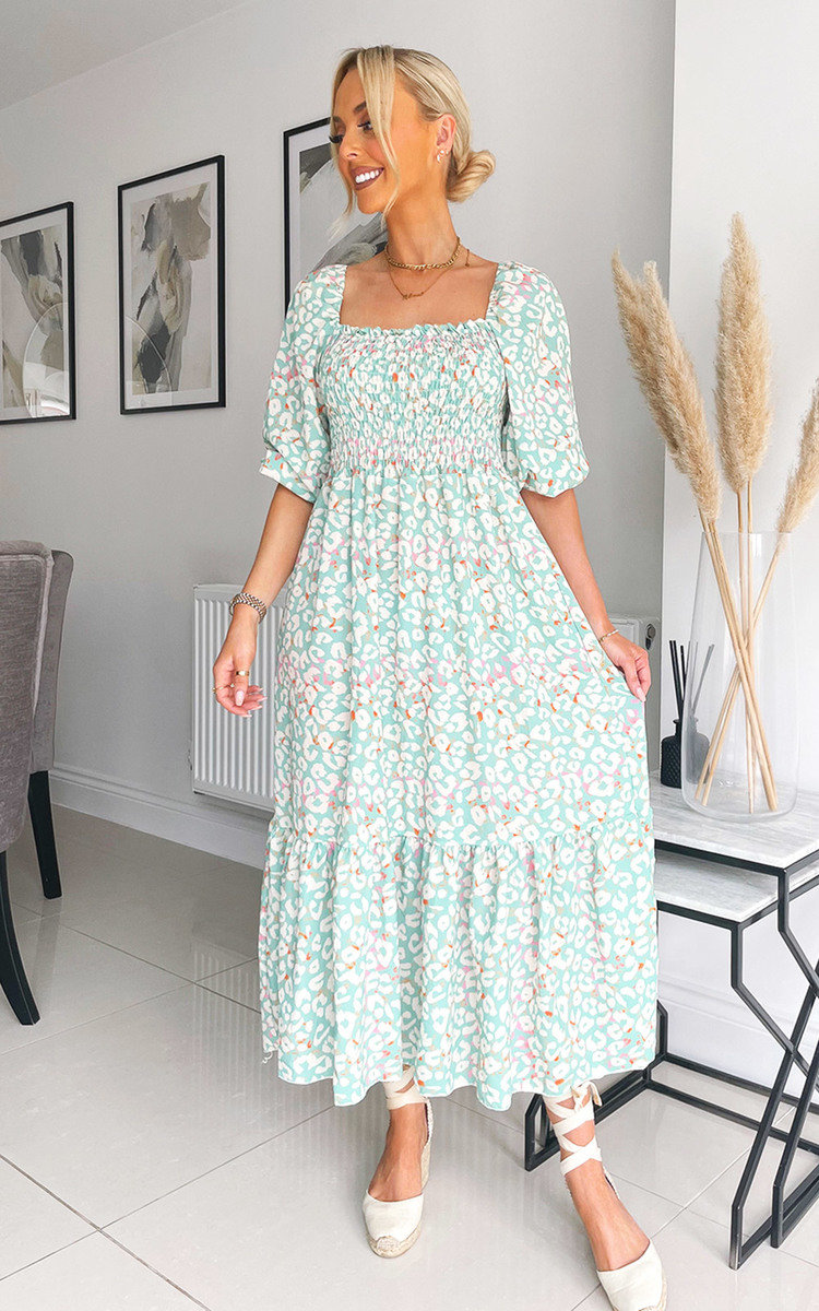 Willow Puff Sleeve Tiered Midi Dress Thumbnail