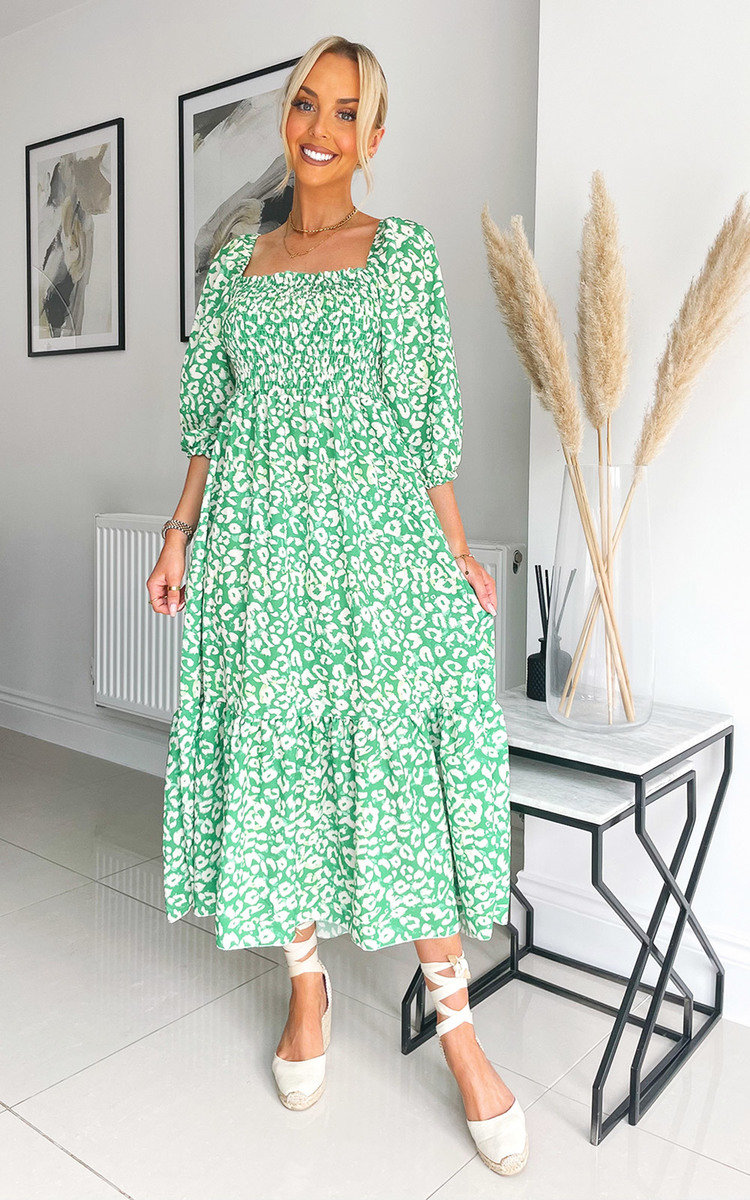 Willow Puff Sleeve Tiered Midi Dress