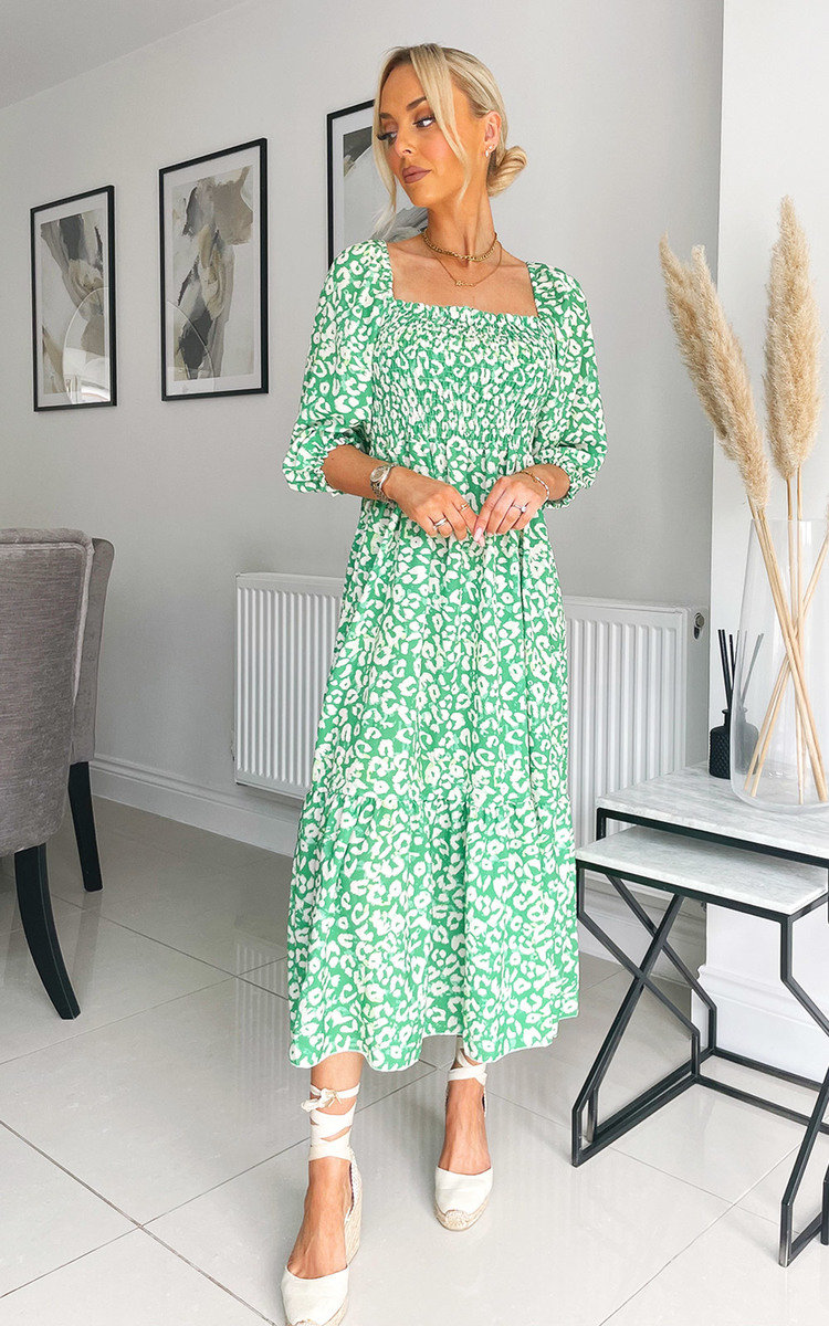 Willow Puff Sleeve Tiered Midi Dress Thumbnail