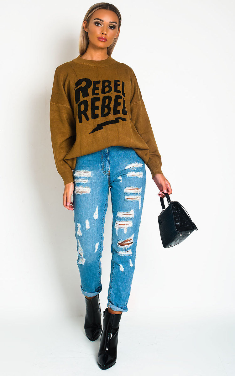 Rebel Slogan Knitted Jumper Thumbnail Rebel Slogan Knitted Jumper Thumbnail