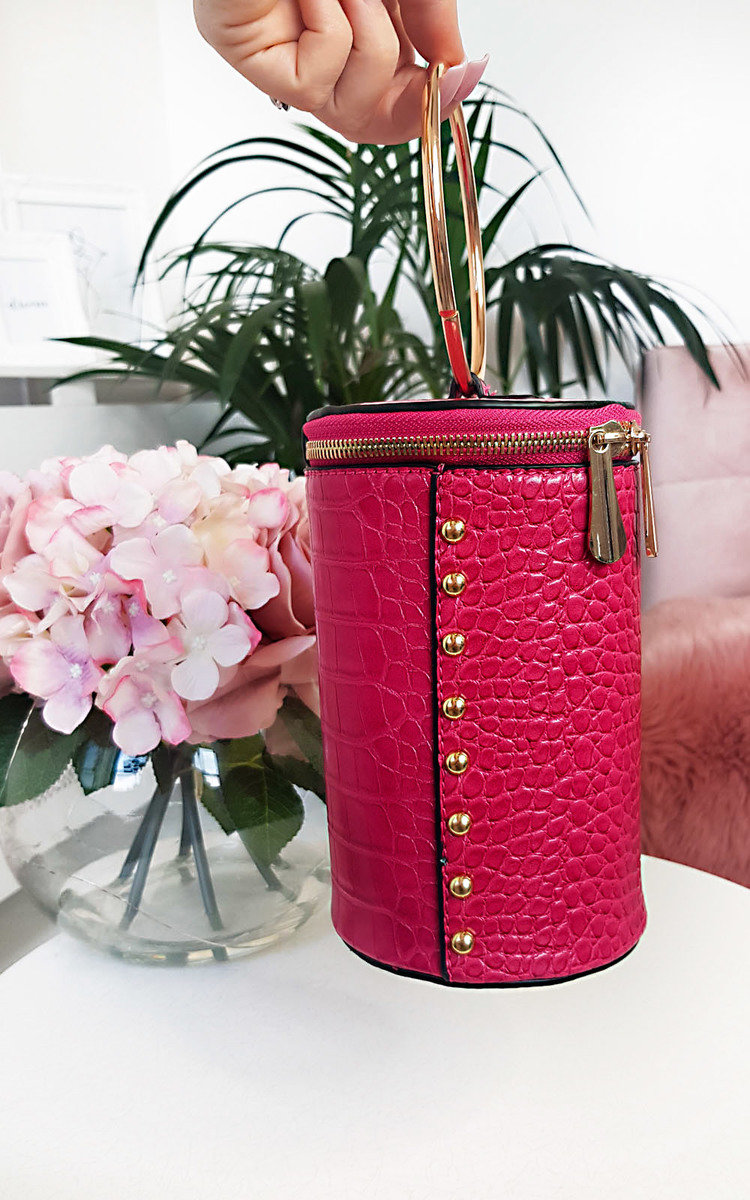 Ren Cylinder Croc Print Clutch Bag Thumbnail Ren Cylinder Croc Print Clutch Bag Thumbnail