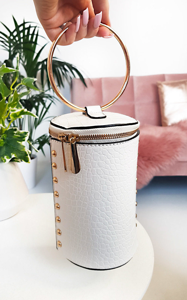 Ren Cylinder Croc Print Clutch Bag Thumbnail Ren Cylinder Croc Print Clutch Bag Thumbnail
