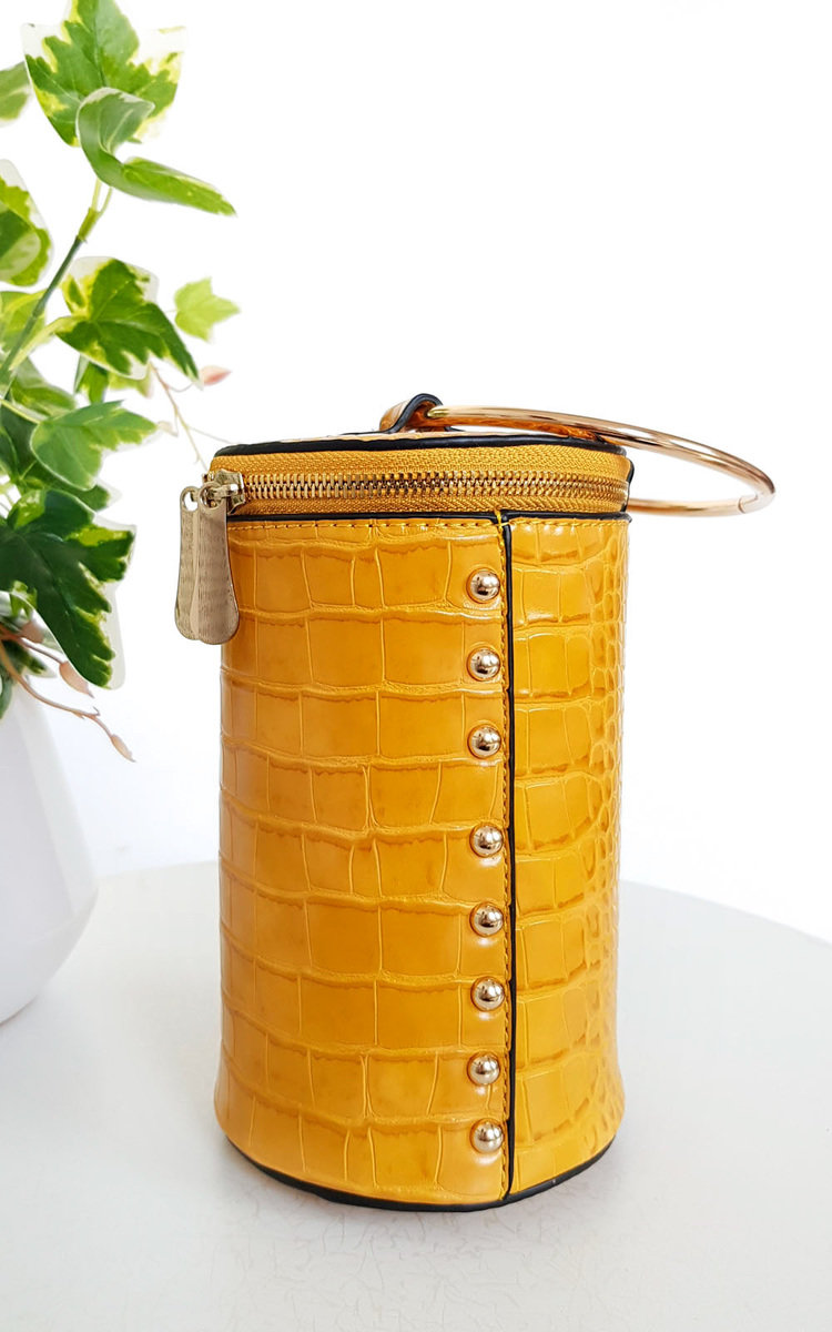 Ren Cylinder Croc Print Clutch Bag Thumbnail Ren Cylinder Croc Print Clutch Bag Thumbnail