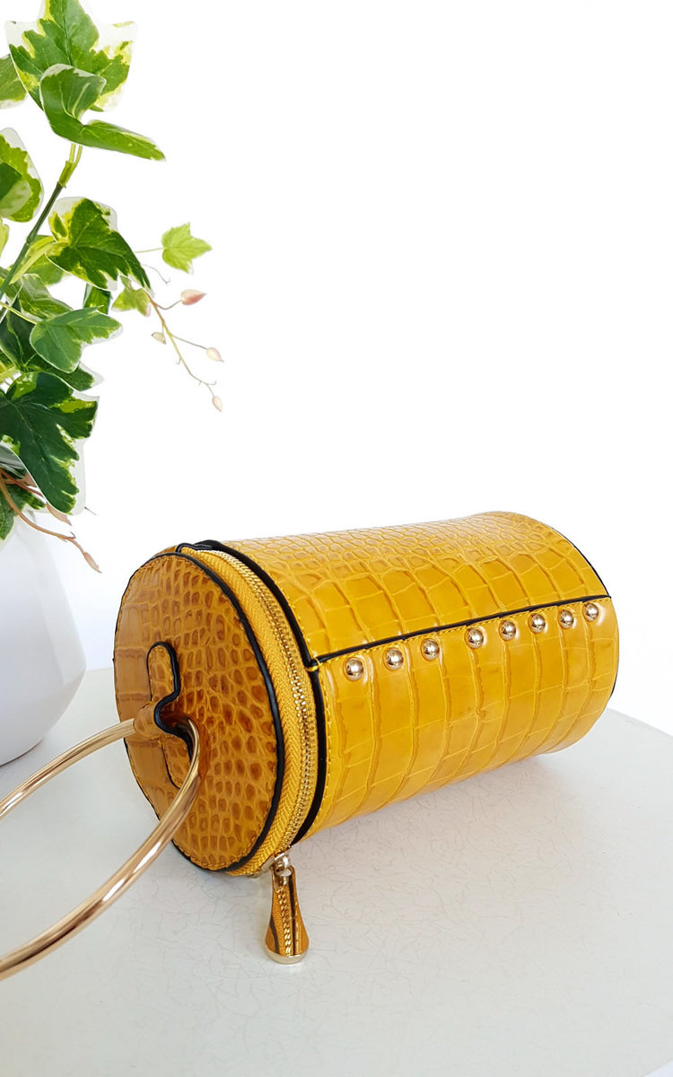 Ren Cylinder Croc Print Clutch Bag Thumbnail Ren Cylinder Croc Print Clutch Bag Thumbnail