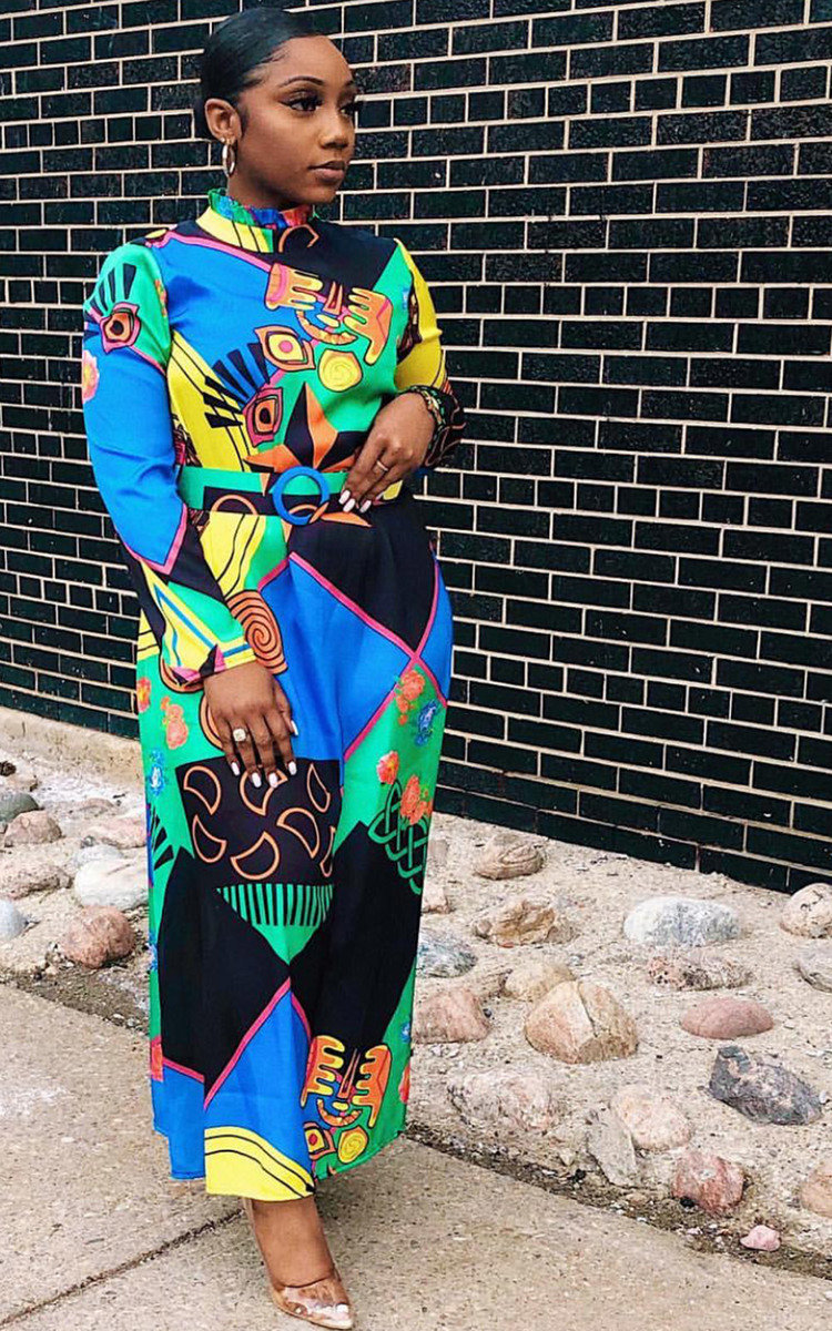 Rielle Belted Print Maxi Dress Thumbnail Rielle Belted Print Maxi Dress Thumbnail