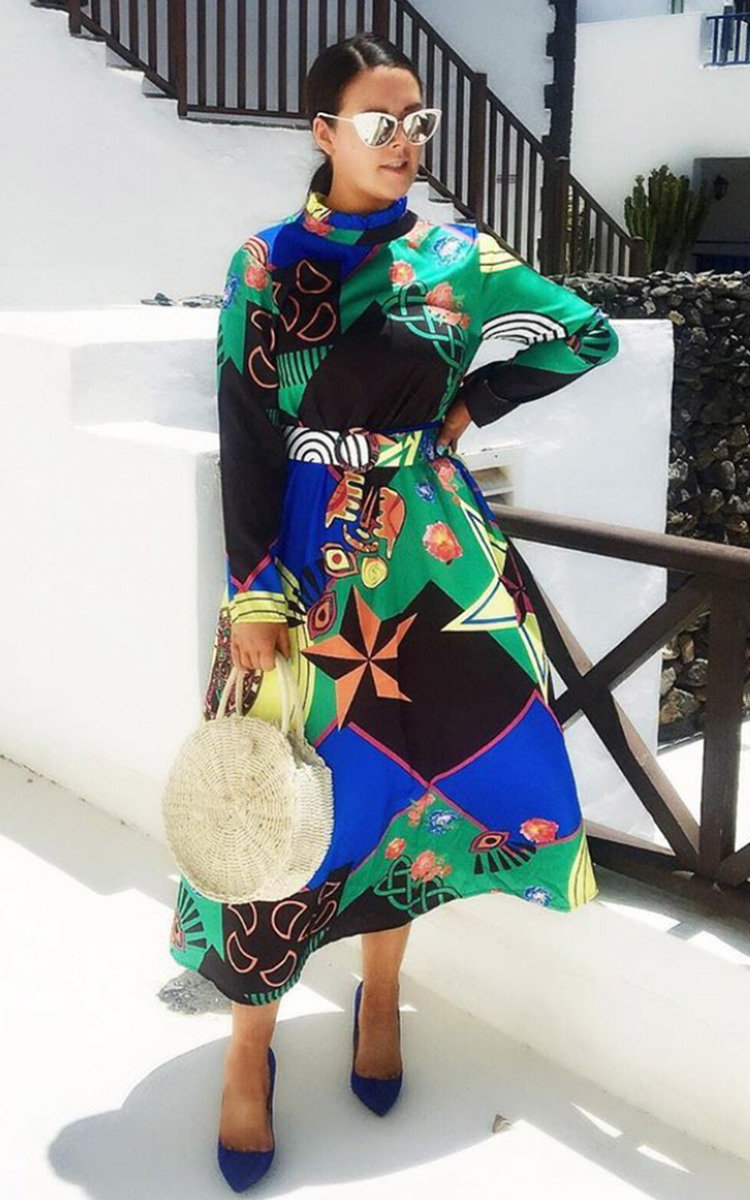 Rielle Belted Print Maxi Dress Rielle Belted Print Maxi Dress
