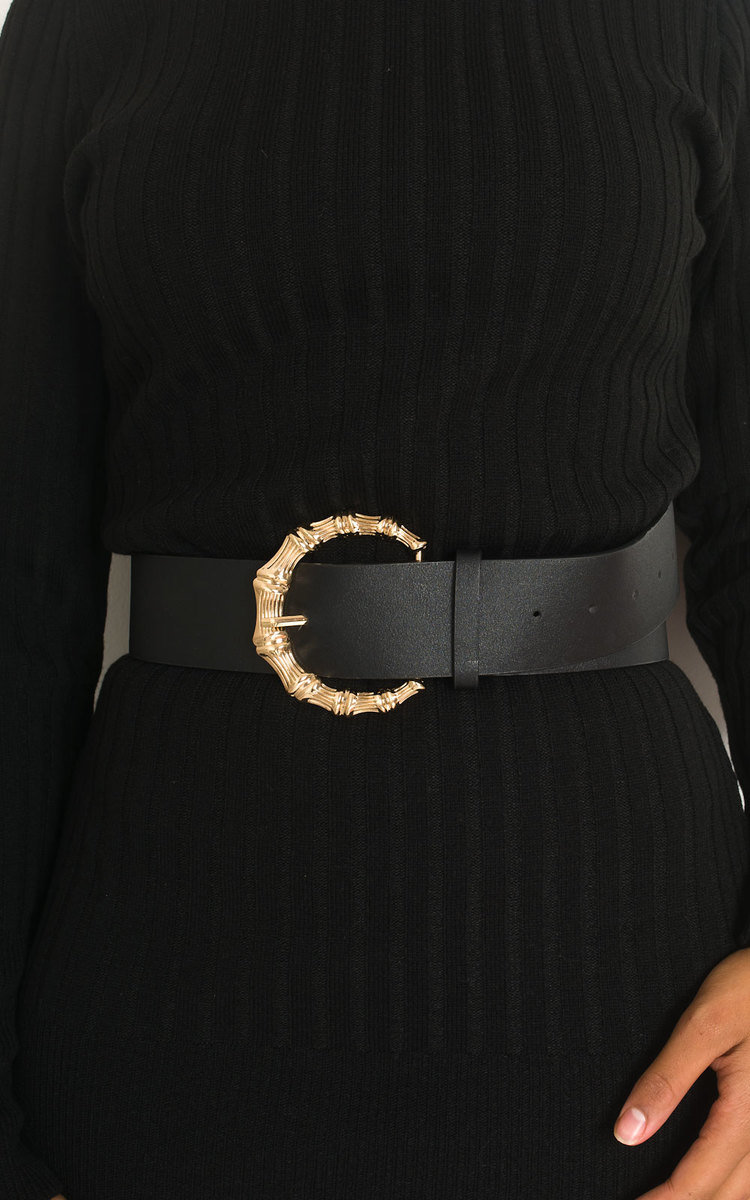 Rita Faux Leather Round Buckle Belt