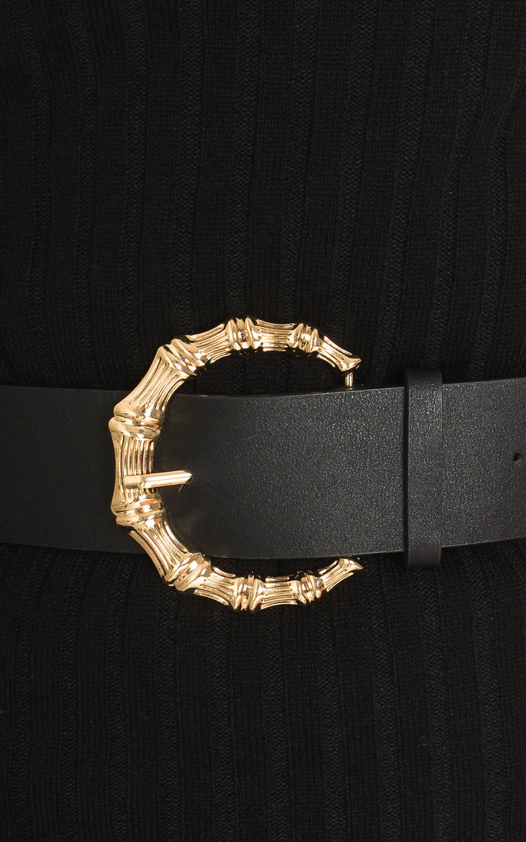 Rita Faux Leather Round Buckle Belt Thumbnail