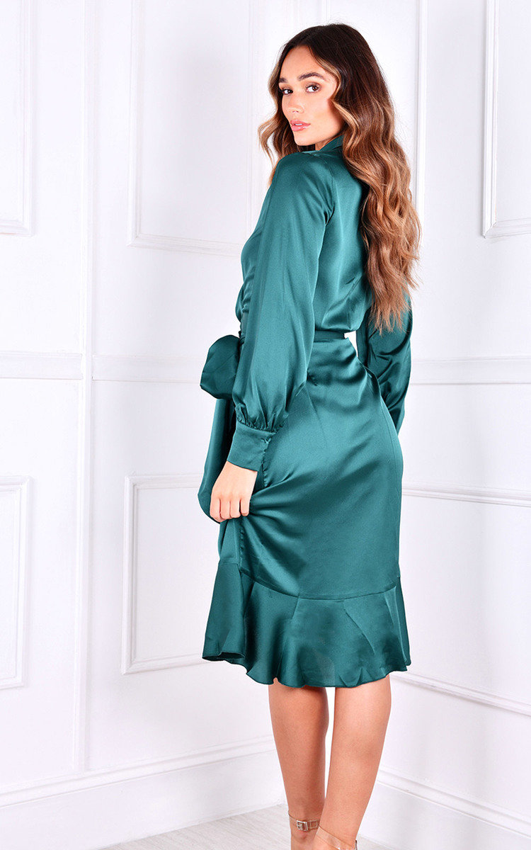 River Long Sleeve Wrap Midi Dress Thumbnail